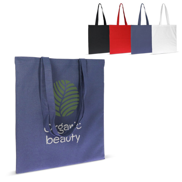 Schoudertas biologisch katoen kleur lang 140g/m² 38x42 cm